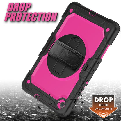 For Samsung Galaxy Tab S6 Lite P610 Shockproof Colorful Silicone + PC Protective Case with Holder & Shoulder Strap & Hand Strap & Pen Slot(Black+Rose Red) - Tab S6 Lite P610 / P615 by buy2fix | Online Shopping UK | buy2fix