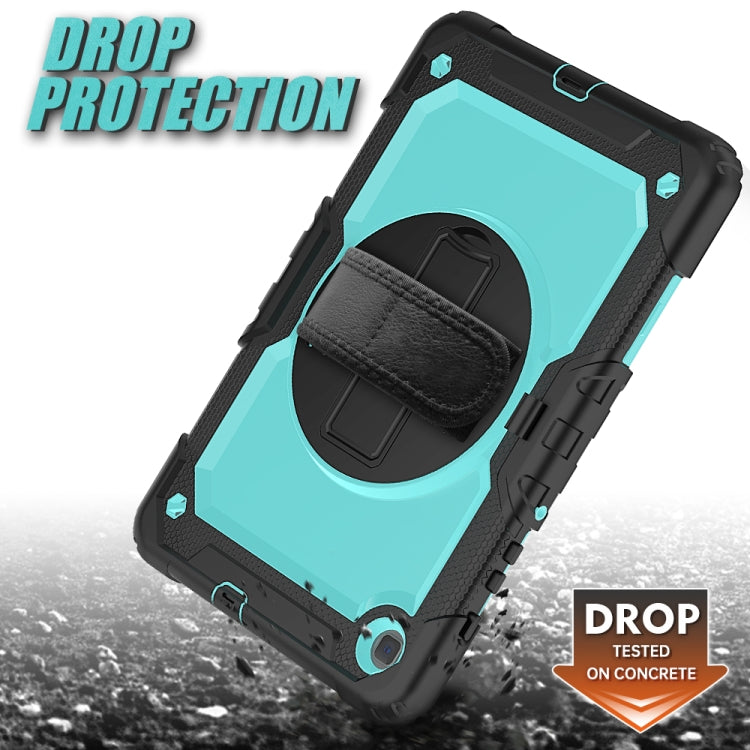 For Samsung Galaxy Tab S6 Lite P610 Shockproof Colorful Silicone + PC Protective Case with Holder & Shoulder Strap & Hand Strap & Pen Slot(Black Light Blue) - Tab S6 Lite P610 / P615 by buy2fix | Online Shopping UK | buy2fix