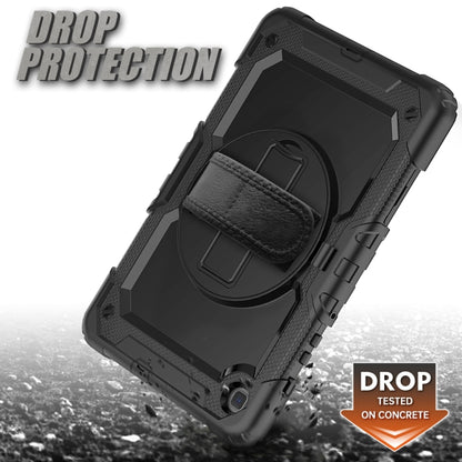 For Samsung Galaxy Tab S6 Lite P610 Shockproof Colorful Silicone + PC Protective Case with Holder & Shoulder Strap & Hand Strap & Pen Slot(Black) - Tab S6 Lite P610 / P615 by buy2fix | Online Shopping UK | buy2fix