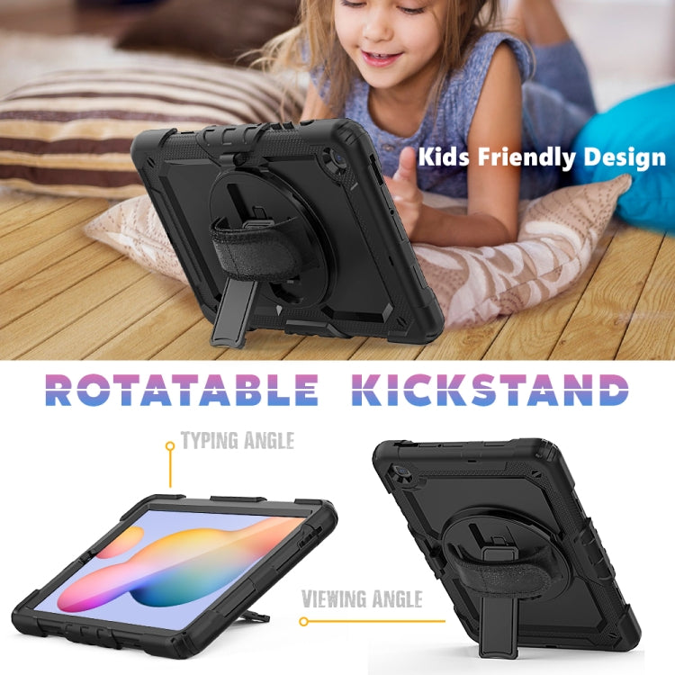 For Samsung Galaxy Tab S6 Lite P610 Shockproof Colorful Silicone + PC Protective Case with Holder & Shoulder Strap & Hand Strap & Pen Slot(Black) - Tab S6 Lite P610 / P615 by buy2fix | Online Shopping UK | buy2fix