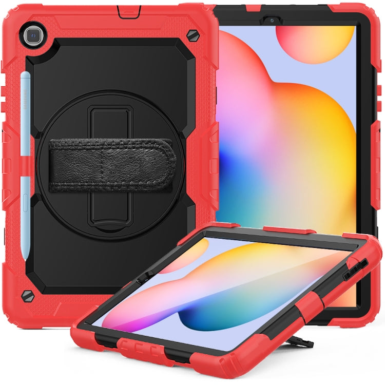 For Samsung Galaxy Tab S6 Lite P610 Shockproof Colorful Silicone + PC Protective Case with Holder & Shoulder Strap & Hand Strap & Pen Slot(Red) - Tab S6 Lite P610 / P615 by buy2fix | Online Shopping UK | buy2fix