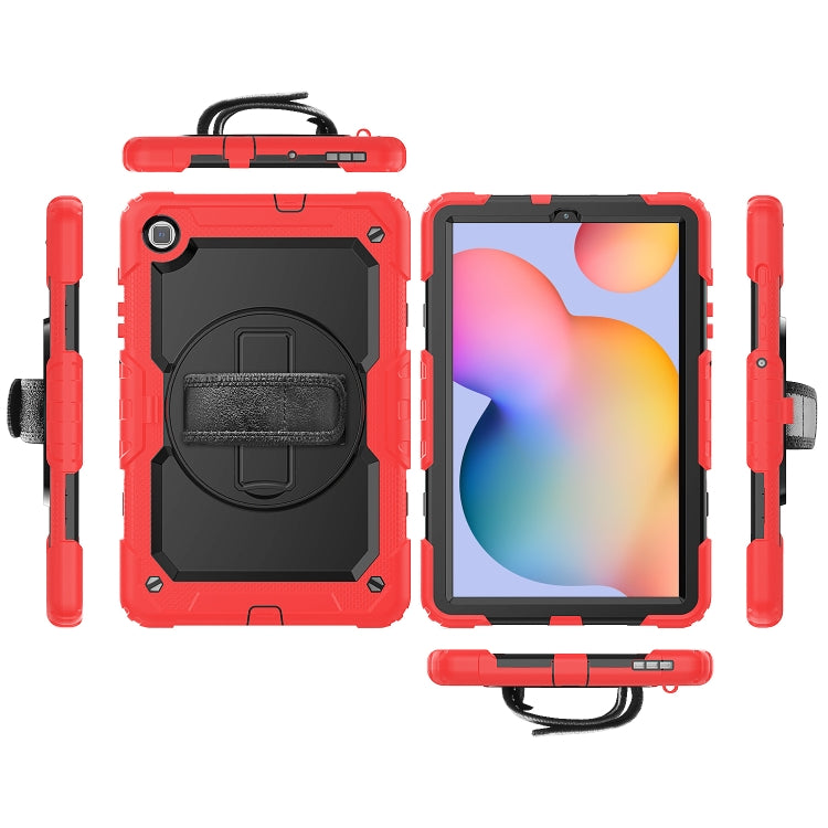 For Samsung Galaxy Tab S6 Lite P610 Shockproof Colorful Silicone + PC Protective Case with Holder & Shoulder Strap & Hand Strap & Pen Slot(Red) - Tab S6 Lite P610 / P615 by buy2fix | Online Shopping UK | buy2fix