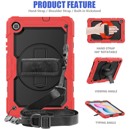 For Samsung Galaxy Tab S6 Lite P610 Shockproof Colorful Silicone + PC Protective Case with Holder & Shoulder Strap & Hand Strap & Pen Slot(Red) - Tab S6 Lite P610 / P615 by buy2fix | Online Shopping UK | buy2fix