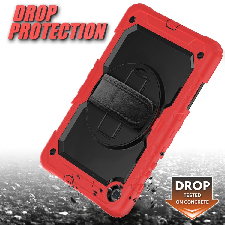 For Samsung Galaxy Tab S6 Lite P610 Shockproof Colorful Silicone + PC Protective Case with Holder & Shoulder Strap & Hand Strap & Pen Slot(Red) - Tab S6 Lite P610 / P615 by buy2fix | Online Shopping UK | buy2fix