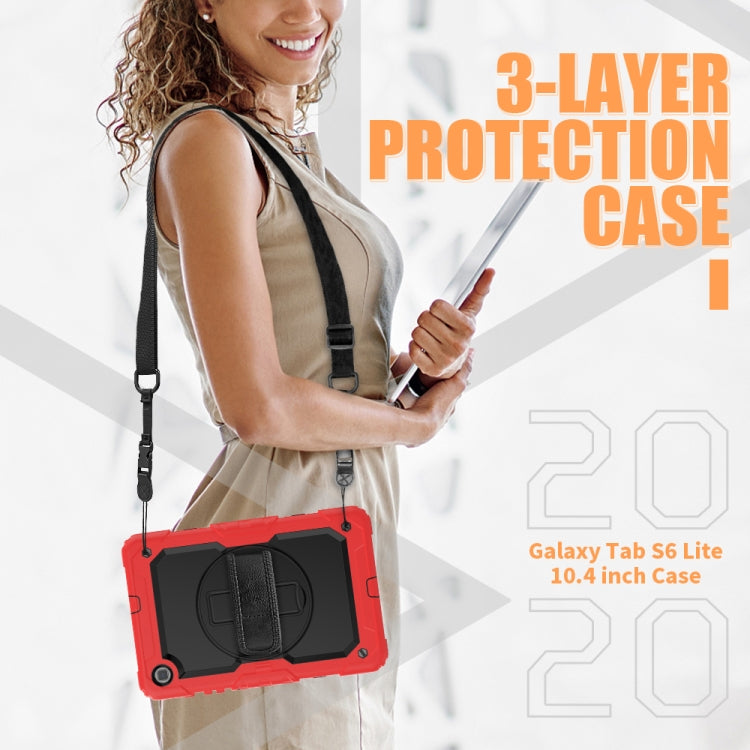 For Samsung Galaxy Tab S6 Lite P610 Shockproof Colorful Silicone + PC Protective Case with Holder & Shoulder Strap & Hand Strap & Pen Slot(Red) - Tab S6 Lite P610 / P615 by buy2fix | Online Shopping UK | buy2fix