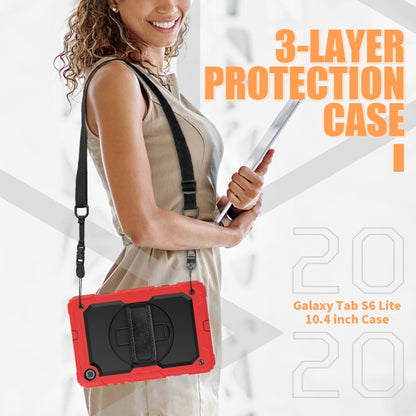For Samsung Galaxy Tab S6 Lite P610 Shockproof Colorful Silicone + PC Protective Case with Holder & Shoulder Strap & Hand Strap & Pen Slot(Red) - Tab S6 Lite P610 / P615 by buy2fix | Online Shopping UK | buy2fix
