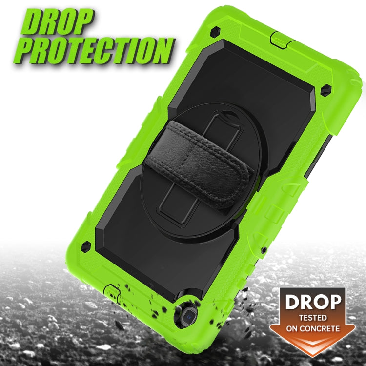 For Samsung Galaxy Tab S6 Lite P610 Shockproof Colorful Silicone + PC Protective Case with Holder & Shoulder Strap & Hand Strap & Pen Slot(Yellow Green) - Tab S6 Lite P610 / P615 by buy2fix | Online Shopping UK | buy2fix