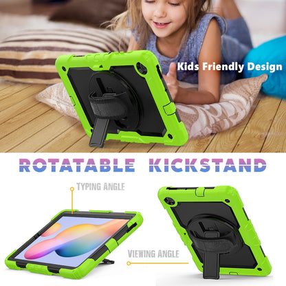 For Samsung Galaxy Tab S6 Lite P610 Shockproof Colorful Silicone + PC Protective Case with Holder & Shoulder Strap & Hand Strap & Pen Slot(Yellow Green) - Tab S6 Lite P610 / P615 by buy2fix | Online Shopping UK | buy2fix