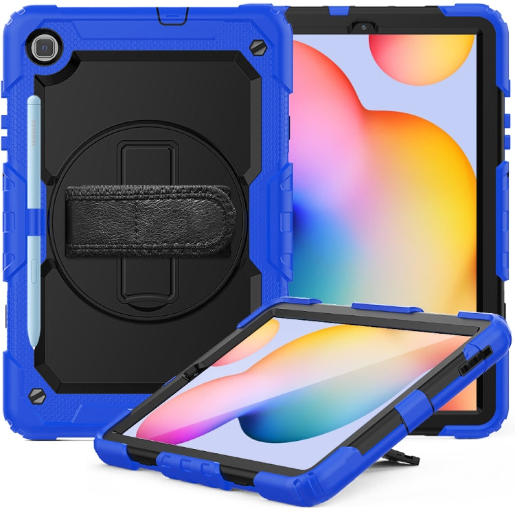 For Samsung Galaxy Tab S6 Lite P610 Shockproof Colorful Silicone + PC Protective Case with Holder & Shoulder Strap & Hand Strap & Pen Slot(Blue) - Tab S6 Lite P610 / P615 by buy2fix | Online Shopping UK | buy2fix