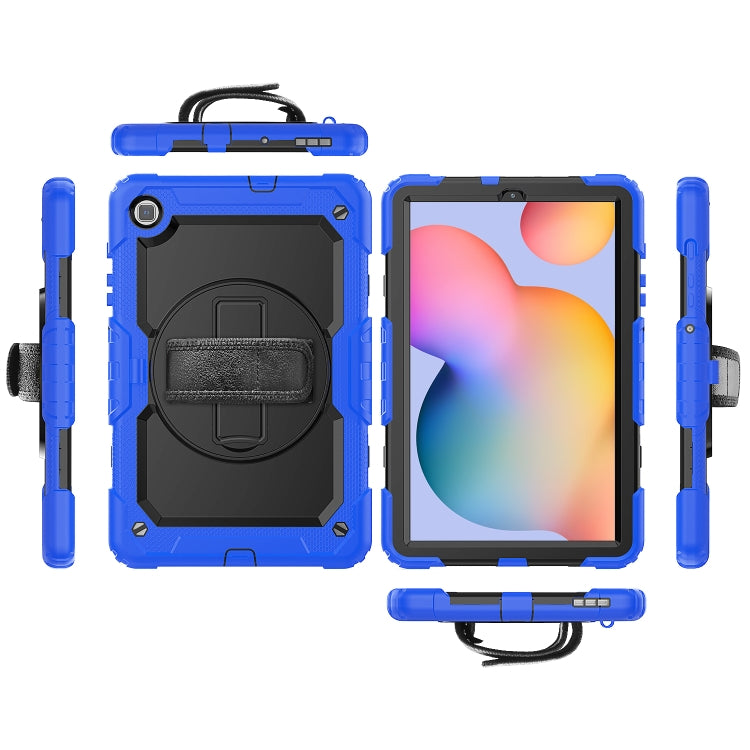 For Samsung Galaxy Tab S6 Lite P610 Shockproof Colorful Silicone + PC Protective Case with Holder & Shoulder Strap & Hand Strap & Pen Slot(Blue) - Tab S6 Lite P610 / P615 by buy2fix | Online Shopping UK | buy2fix