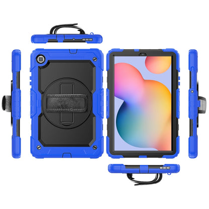 For Samsung Galaxy Tab S6 Lite P610 Shockproof Colorful Silicone + PC Protective Case with Holder & Shoulder Strap & Hand Strap & Pen Slot(Blue) - Tab S6 Lite P610 / P615 by buy2fix | Online Shopping UK | buy2fix