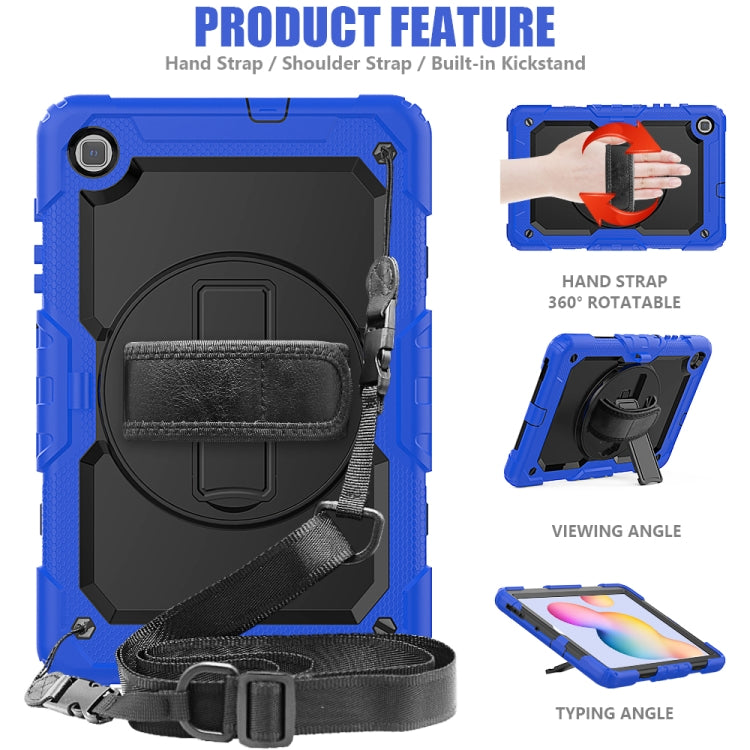 For Samsung Galaxy Tab S6 Lite P610 Shockproof Colorful Silicone + PC Protective Case with Holder & Shoulder Strap & Hand Strap & Pen Slot(Blue) - Tab S6 Lite P610 / P615 by buy2fix | Online Shopping UK | buy2fix