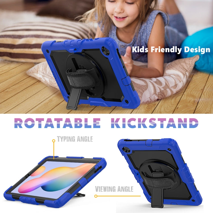 For Samsung Galaxy Tab S6 Lite P610 Shockproof Colorful Silicone + PC Protective Case with Holder & Shoulder Strap & Hand Strap & Pen Slot(Blue) - Tab S6 Lite P610 / P615 by buy2fix | Online Shopping UK | buy2fix