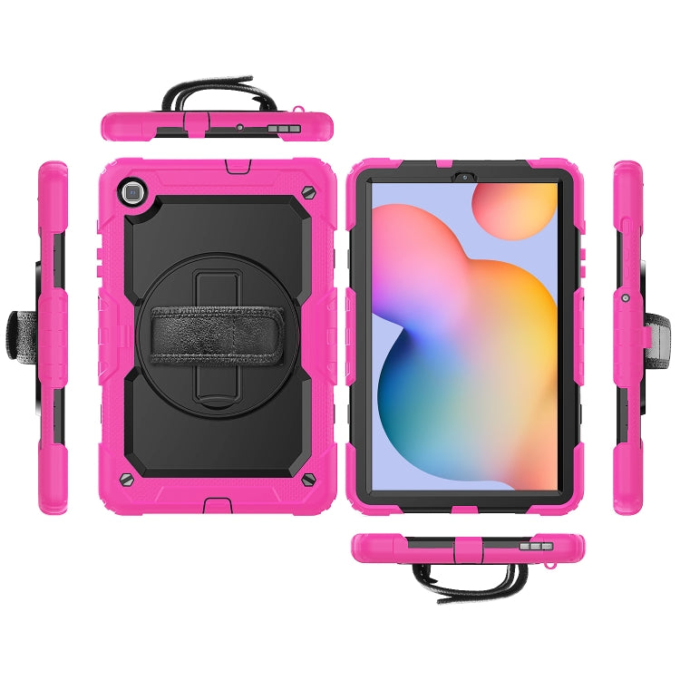For Samsung Galaxy Tab S6 Lite P610 Shockproof Colorful Silicone + PC Protective Case with Holder & Shoulder Strap & Hand Strap & Pen Slot(Rose Red) - Tab S6 Lite P610 / P615 by buy2fix | Online Shopping UK | buy2fix