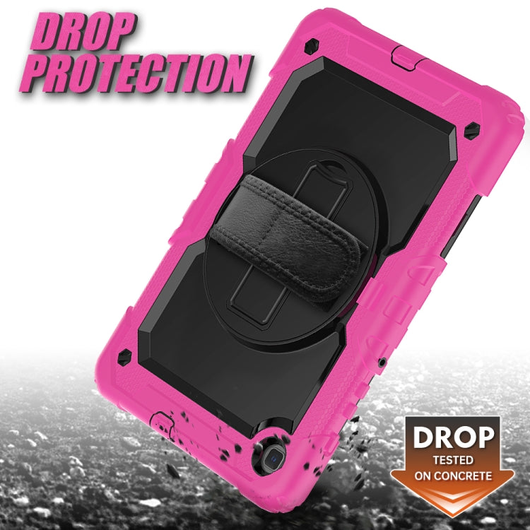 For Samsung Galaxy Tab S6 Lite P610 Shockproof Colorful Silicone + PC Protective Case with Holder & Shoulder Strap & Hand Strap & Pen Slot(Rose Red) - Tab S6 Lite P610 / P615 by buy2fix | Online Shopping UK | buy2fix