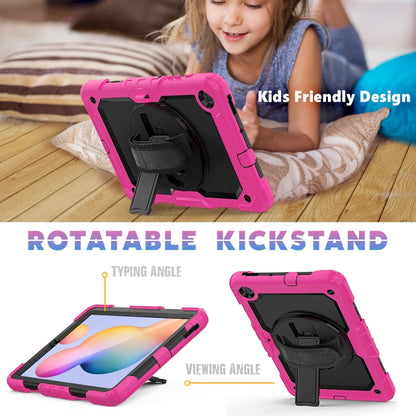 For Samsung Galaxy Tab S6 Lite P610 Shockproof Colorful Silicone + PC Protective Case with Holder & Shoulder Strap & Hand Strap & Pen Slot(Rose Red) - Tab S6 Lite P610 / P615 by buy2fix | Online Shopping UK | buy2fix