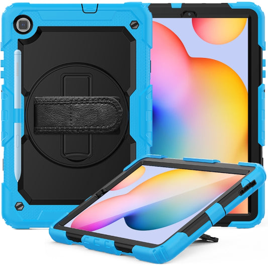 For Samsung Galaxy Tab S6 Lite P610 Shockproof Colorful Silicone + PC Protective Case with Holder & Shoulder Strap & Hand Strap & Pen Slot(Light Blue) - Tab S6 Lite P610 / P615 by buy2fix | Online Shopping UK | buy2fix