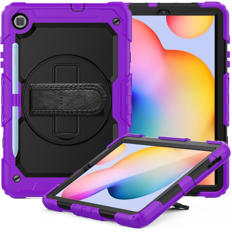 For Samsung Galaxy Tab S6 Lite P610 Shockproof Colorful Silicone + PC Protective Case with Holder & Shoulder Strap & Hand Strap & Pen Slot(Purple) - Tab S6 Lite P610 / P615 by buy2fix | Online Shopping UK | buy2fix