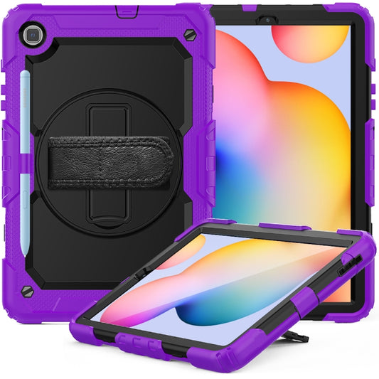 For Samsung Galaxy Tab S6 Lite P610 Shockproof Colorful Silicone + PC Protective Case with Holder & Shoulder Strap & Hand Strap & Pen Slot(Purple) - Tab S6 Lite P610 / P615 by buy2fix | Online Shopping UK | buy2fix