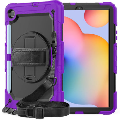 For Samsung Galaxy Tab S6 Lite P610 Shockproof Colorful Silicone + PC Protective Case with Holder & Shoulder Strap & Hand Strap & Pen Slot(Purple) - Tab S6 Lite P610 / P615 by buy2fix | Online Shopping UK | buy2fix