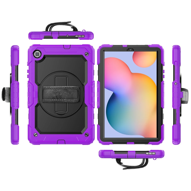 For Samsung Galaxy Tab S6 Lite P610 Shockproof Colorful Silicone + PC Protective Case with Holder & Shoulder Strap & Hand Strap & Pen Slot(Purple) - Tab S6 Lite P610 / P615 by buy2fix | Online Shopping UK | buy2fix