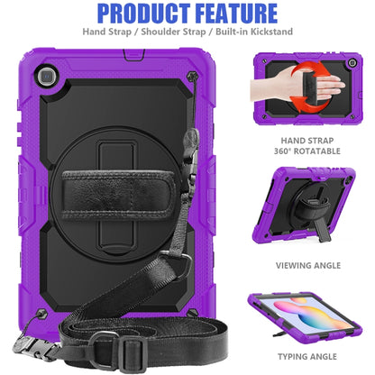 For Samsung Galaxy Tab S6 Lite P610 Shockproof Colorful Silicone + PC Protective Case with Holder & Shoulder Strap & Hand Strap & Pen Slot(Purple) - Tab S6 Lite P610 / P615 by buy2fix | Online Shopping UK | buy2fix