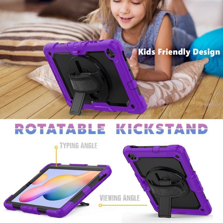 For Samsung Galaxy Tab S6 Lite P610 Shockproof Colorful Silicone + PC Protective Case with Holder & Shoulder Strap & Hand Strap & Pen Slot(Purple) - Tab S6 Lite P610 / P615 by buy2fix | Online Shopping UK | buy2fix