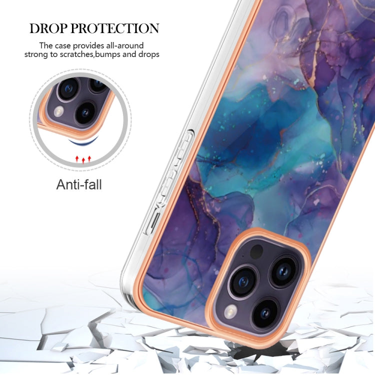 For iPhone 16 Pro Max Electroplating Marble Dual-side IMD Phone Case(Purple 016) - iPhone 16 Pro Max Cases by buy2fix | Online Shopping UK | buy2fix