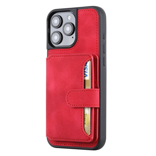 For iPhone 16 Pro Max Skin Feel Dream RFID Anti-theft PU Card Bag Phone Case(Red) by buy2fix