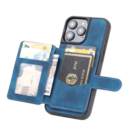 For iPhone 16 Pro Skin Feel Dream RFID Anti-theft PU Card Bag Phone Case(Peacock Blue) - iPhone 16 Pro Cases by buy2fix | Online Shopping UK | buy2fix