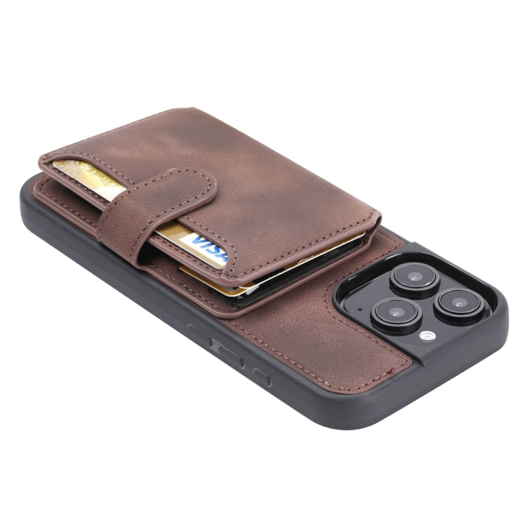 For iPhone 16 Pro Skin Feel Dream RFID Anti-theft PU Card Bag Phone Case(Coffee) - iPhone 16 Pro Cases by buy2fix | Online Shopping UK | buy2fix