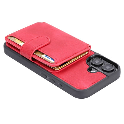 For iPhone 16 Skin Feel Dream RFID Anti-theft PU Card Bag Phone Case(Red) - iPhone 16 Cases by buy2fix | Online Shopping UK | buy2fix