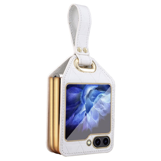 For Samsung Galaxy Z Flip5 Rocky Series Wristband Holder PC Phone Case(White) - Galaxy Z Flip5 Cases by buy2fix | Online Shopping UK | buy2fix
