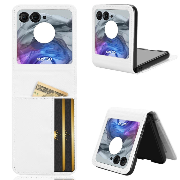 For Motorola Moto Razr 50 Card Slot PU Leather PC Phone Case(White) by buy2fix