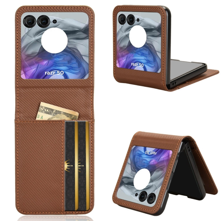 For Motorola Moto Razr 50 Card Slot PU Leather PC Phone Case(Brown) by buy2fix