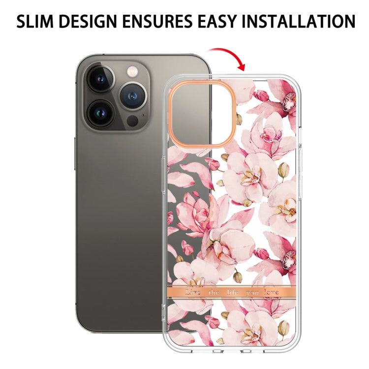 For iPhone 16 Pro Flowers and Plants Series IMD TPU Phone Case(Pink Gardenia) - iPhone 16 Pro Cases by buy2fix | Online Shopping UK | buy2fix