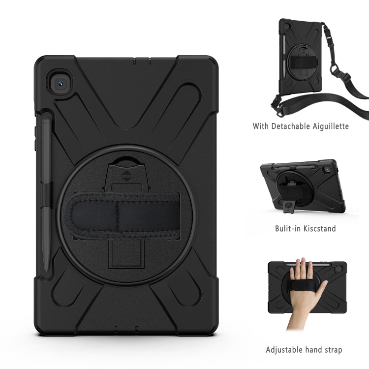 For Samsung Galaxy Tab S6 Lite P610 Shockproof Colorful Silicone + PC Protective Case with Holder & Shoulder Strap & Hand Strap & Pen Slot(Black) - Tab S6 Lite P610 / P615 by buy2fix | Online Shopping UK | buy2fix