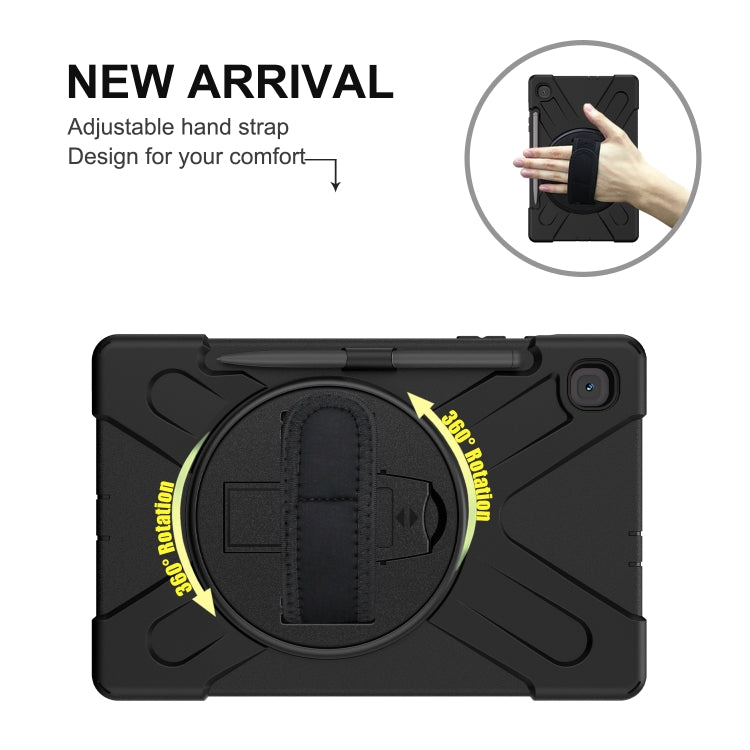 For Samsung Galaxy Tab S6 Lite P610 Shockproof Colorful Silicone + PC Protective Case with Holder & Shoulder Strap & Hand Strap & Pen Slot(Black) - Tab S6 Lite P610 / P615 by buy2fix | Online Shopping UK | buy2fix