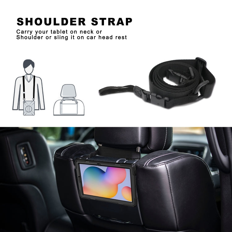 For Samsung Galaxy Tab S6 Lite P610 Shockproof Colorful Silicone + PC Protective Case with Holder & Shoulder Strap & Hand Strap & Pen Slot(Black) - Tab S6 Lite P610 / P615 by buy2fix | Online Shopping UK | buy2fix