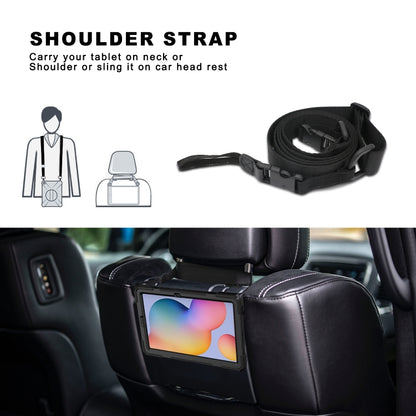 For Samsung Galaxy Tab S6 Lite P610 Shockproof Colorful Silicone + PC Protective Case with Holder & Shoulder Strap & Hand Strap & Pen Slot(Black) - Tab S6 Lite P610 / P615 by buy2fix | Online Shopping UK | buy2fix