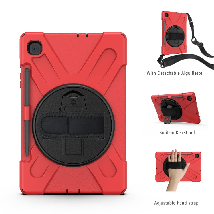 For Samsung Galaxy Tab S6 Lite P610 Shockproof Colorful Silicone + PC Protective Case with Holder & Shoulder Strap & Hand Strap & Pen Slot(Red) - Tab S6 Lite P610 / P615 by buy2fix | Online Shopping UK | buy2fix