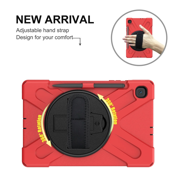 For Samsung Galaxy Tab S6 Lite P610 Shockproof Colorful Silicone + PC Protective Case with Holder & Shoulder Strap & Hand Strap & Pen Slot(Red) - Tab S6 Lite P610 / P615 by buy2fix | Online Shopping UK | buy2fix
