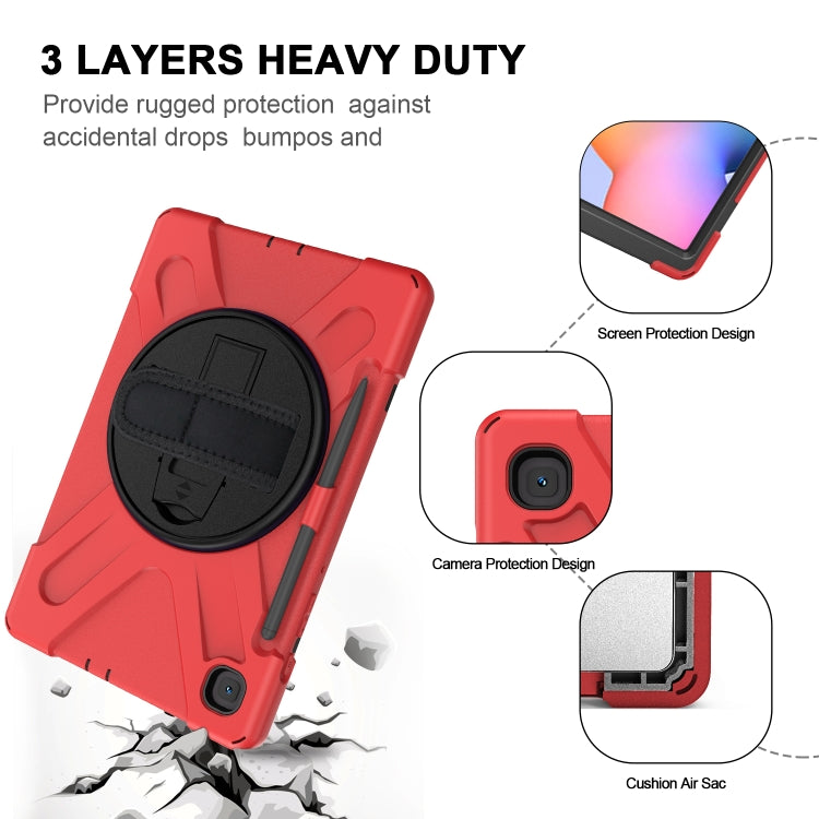 For Samsung Galaxy Tab S6 Lite P610 Shockproof Colorful Silicone + PC Protective Case with Holder & Shoulder Strap & Hand Strap & Pen Slot(Red) - Tab S6 Lite P610 / P615 by buy2fix | Online Shopping UK | buy2fix