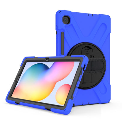 For Samsung Galaxy Tab S6 Lite P610 Shockproof Colorful Silicone + PC Protective Case with Holder & Shoulder Strap & Hand Strap & Pen Slot(Blue) - Tab S6 Lite P610 / P615 by buy2fix | Online Shopping UK | buy2fix