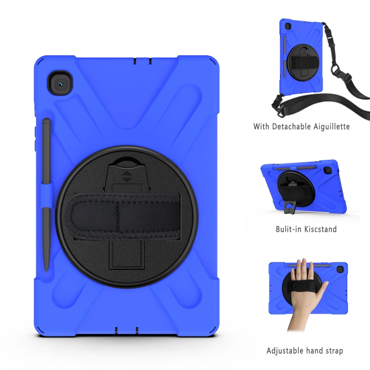 For Samsung Galaxy Tab S6 Lite P610 Shockproof Colorful Silicone + PC Protective Case with Holder & Shoulder Strap & Hand Strap & Pen Slot(Blue) - Tab S6 Lite P610 / P615 by buy2fix | Online Shopping UK | buy2fix