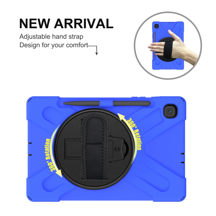 For Samsung Galaxy Tab S6 Lite P610 Shockproof Colorful Silicone + PC Protective Case with Holder & Shoulder Strap & Hand Strap & Pen Slot(Blue) - Tab S6 Lite P610 / P615 by buy2fix | Online Shopping UK | buy2fix