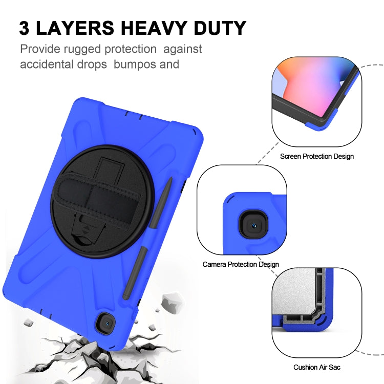 For Samsung Galaxy Tab S6 Lite P610 Shockproof Colorful Silicone + PC Protective Case with Holder & Shoulder Strap & Hand Strap & Pen Slot(Blue) - Tab S6 Lite P610 / P615 by buy2fix | Online Shopping UK | buy2fix