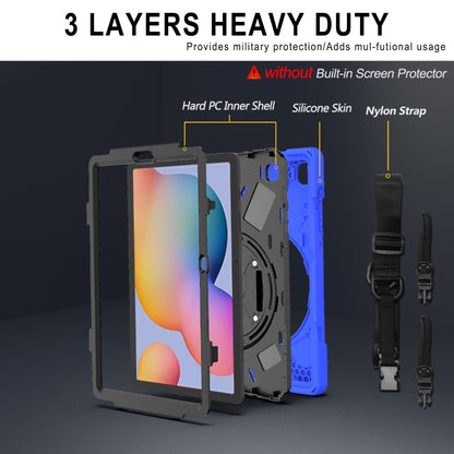 For Samsung Galaxy Tab S6 Lite P610 Shockproof Colorful Silicone + PC Protective Case with Holder & Shoulder Strap & Hand Strap & Pen Slot(Blue) - Tab S6 Lite P610 / P615 by buy2fix | Online Shopping UK | buy2fix