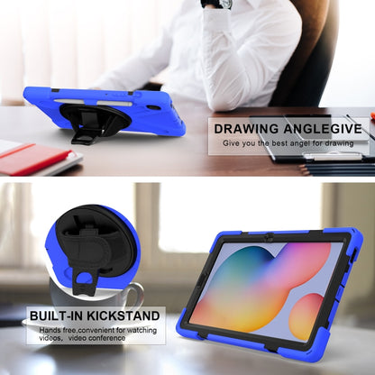 For Samsung Galaxy Tab S6 Lite P610 Shockproof Colorful Silicone + PC Protective Case with Holder & Shoulder Strap & Hand Strap & Pen Slot(Blue) - Tab S6 Lite P610 / P615 by buy2fix | Online Shopping UK | buy2fix