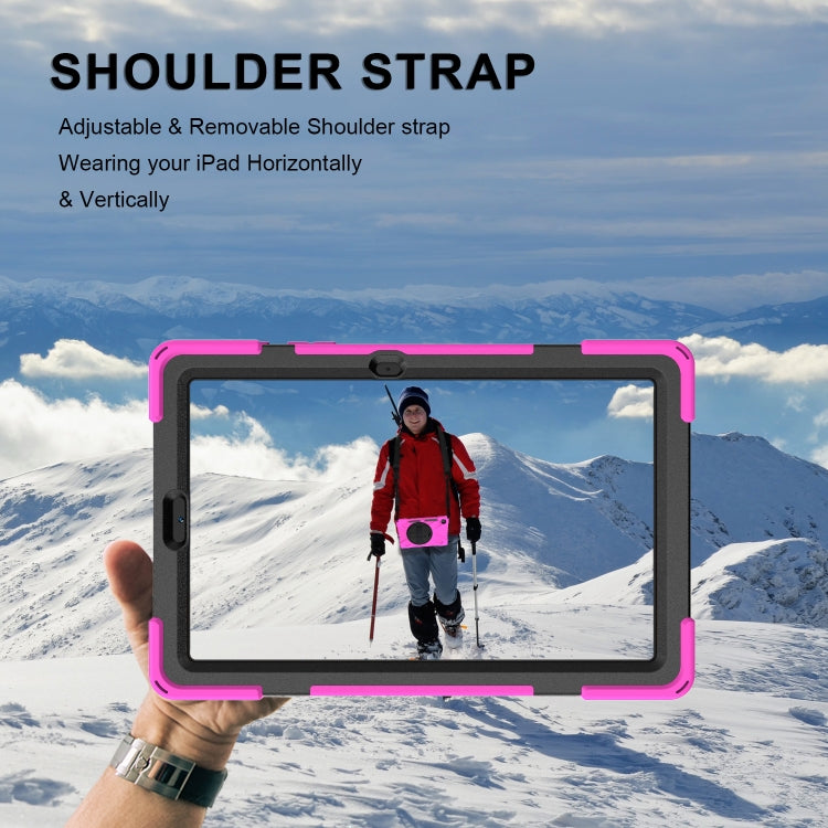 For Samsung Galaxy Tab S6 Lite P610 Shockproof Colorful Silicone + PC Protective Case with Holder & Shoulder Strap & Hand Strap & Pen Slot(Rose Red) - Tab S6 Lite P610 / P615 by buy2fix | Online Shopping UK | buy2fix